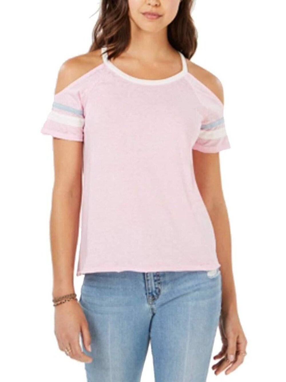 Hippie Rose Juniors' Cold-Shoulder Football T-Shirt